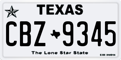 TX license plate CBZ9345