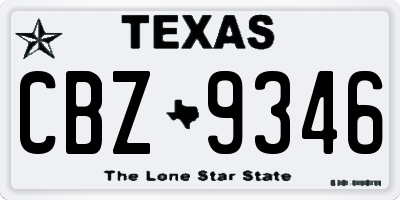 TX license plate CBZ9346