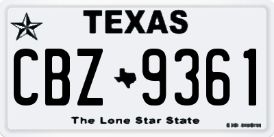 TX license plate CBZ9361