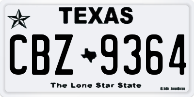 TX license plate CBZ9364