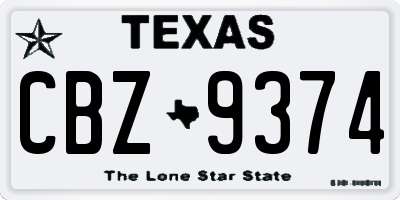 TX license plate CBZ9374