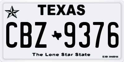 TX license plate CBZ9376