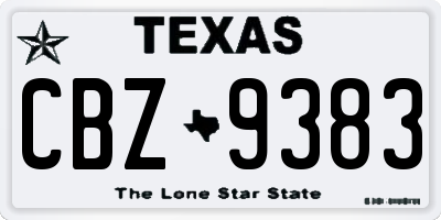 TX license plate CBZ9383