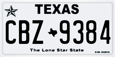 TX license plate CBZ9384