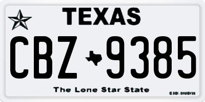 TX license plate CBZ9385