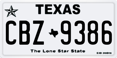 TX license plate CBZ9386