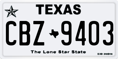 TX license plate CBZ9403