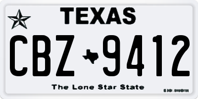 TX license plate CBZ9412