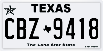 TX license plate CBZ9418