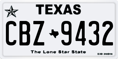 TX license plate CBZ9432