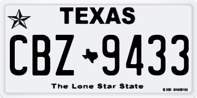 TX license plate CBZ9433