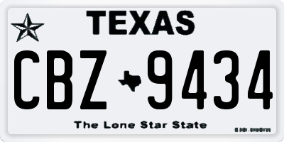 TX license plate CBZ9434