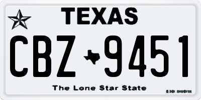 TX license plate CBZ9451