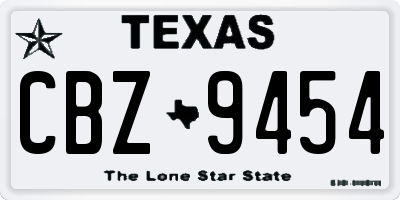 TX license plate CBZ9454