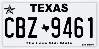 TX license plate CBZ9461