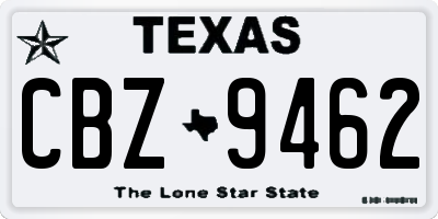TX license plate CBZ9462