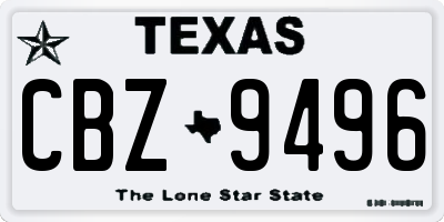 TX license plate CBZ9496