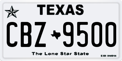 TX license plate CBZ9500