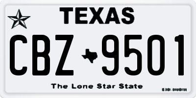 TX license plate CBZ9501