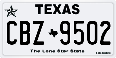 TX license plate CBZ9502