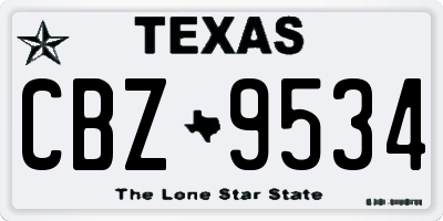 TX license plate CBZ9534
