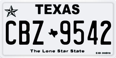 TX license plate CBZ9542