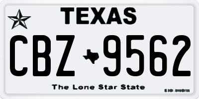 TX license plate CBZ9562