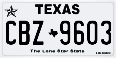 TX license plate CBZ9603