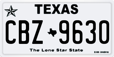 TX license plate CBZ9630