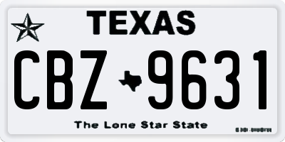 TX license plate CBZ9631