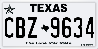 TX license plate CBZ9634