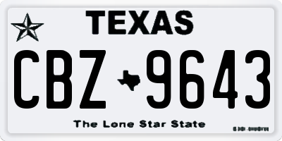 TX license plate CBZ9643