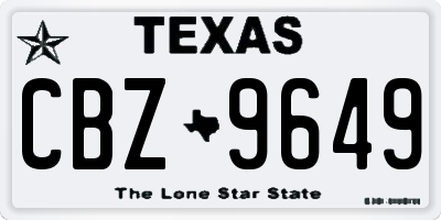 TX license plate CBZ9649