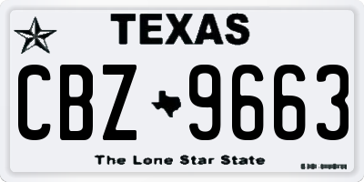 TX license plate CBZ9663