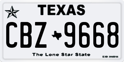 TX license plate CBZ9668