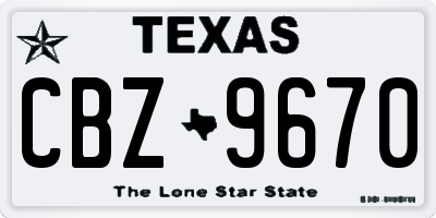 TX license plate CBZ9670