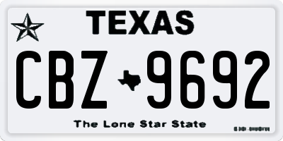 TX license plate CBZ9692