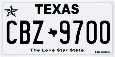 TX license plate CBZ9700