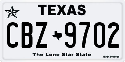 TX license plate CBZ9702