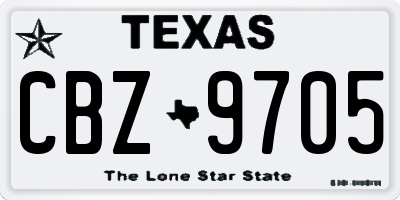TX license plate CBZ9705