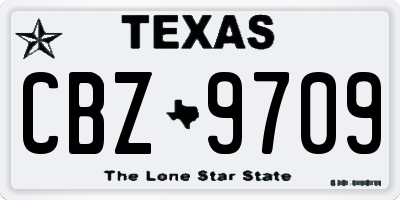 TX license plate CBZ9709