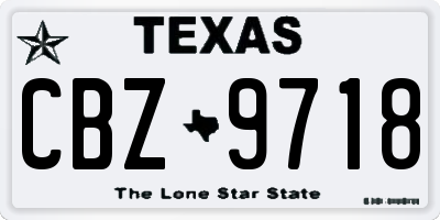 TX license plate CBZ9718