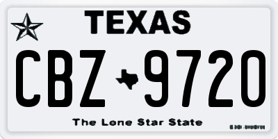 TX license plate CBZ9720