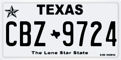 TX license plate CBZ9724