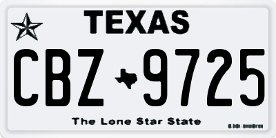 TX license plate CBZ9725