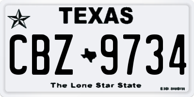 TX license plate CBZ9734