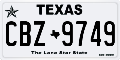 TX license plate CBZ9749