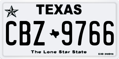 TX license plate CBZ9766