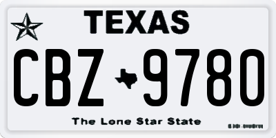 TX license plate CBZ9780