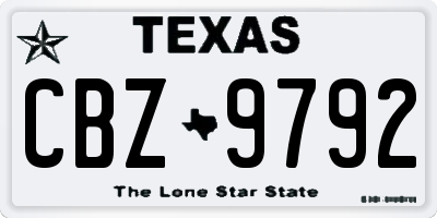 TX license plate CBZ9792